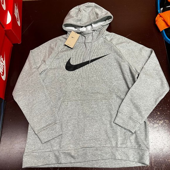 Nike Mens Gray CZ2425-063 Dri Fit Fleece Long Sleeve Pullover Hoodie Size Large - Picture 1 of 3